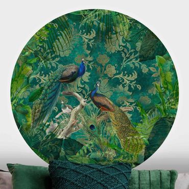 Papier peint rond autocollant - Shabby Chic Collage - Noble Peacock II