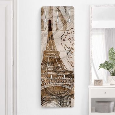 Porte-manteau - Shabby Chic Collage - Paris