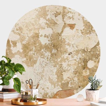 Papier peint rond autocollant - Shabby Wall In Beige
