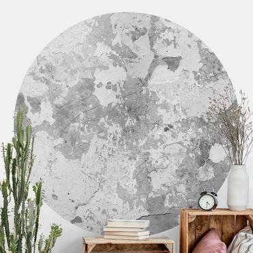 Papier peint rond autocollant - Shabby Wall In Grey