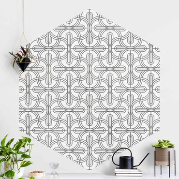 Papier peint hexagonal autocollant avec dessins - Silver Art Deco Pattern XXL