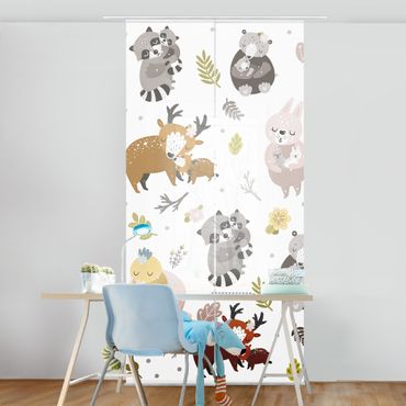 Sliding curtain set - Watercolour Spots In Mint Colour  - Panel