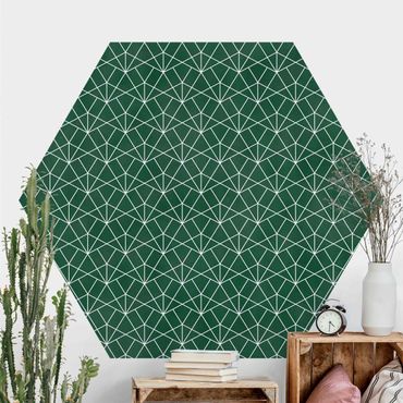 Papier peint hexagonal autocollant avec dessins - Emerald Art Deco Line Pattern