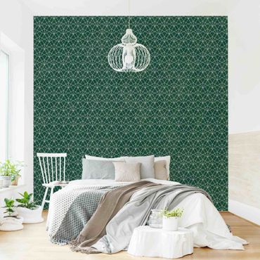 Papier peint - Emerald Art Deco Line Pattern