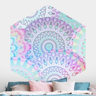 Papier peint hexagonal autocollant avec dessins - Summer Dreams Manadalas