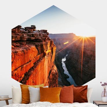 Papier peint hexagonal autocollant avec dessins - Sun In Grand Canyon