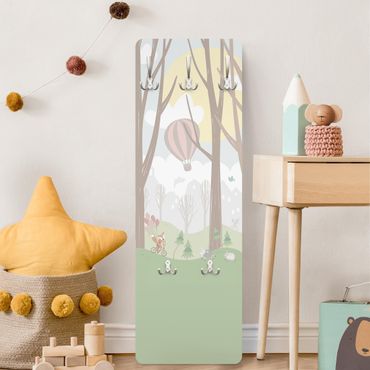 Porte-manteau enfants - Sun With Trees And Hot Air Balloons