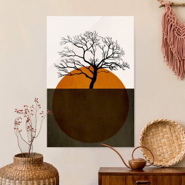 Tableau en verre - Sun With Tree