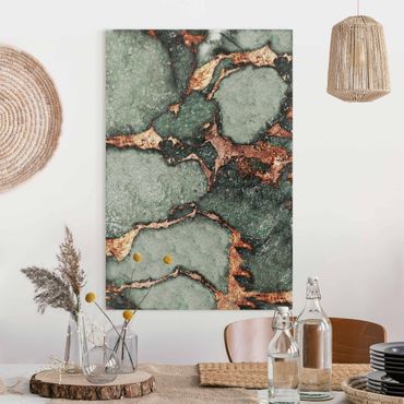 Tableau sur toile - Play Of Colours Fern-Green and Gold