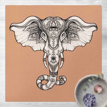 Tapis en liège - Spiritual Indian Elephant - Carré 1:1