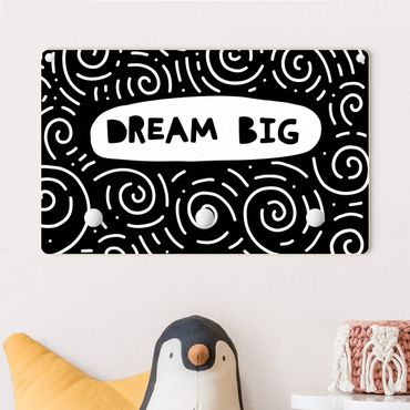 Porte-manteau enfant - Text Dream Big With Whirls Black And White