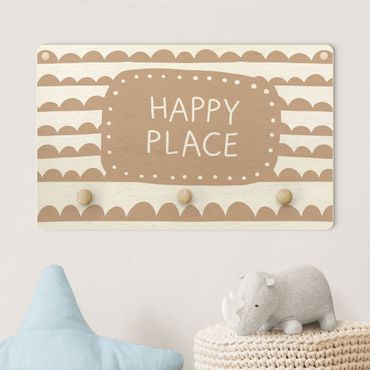 Porte-manteau enfant - Text Happy Place In Band Of Clouds Natural