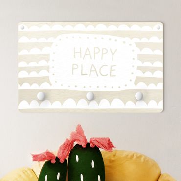 Porte-manteau enfant - Text Happy Place In Band Of Clouds White