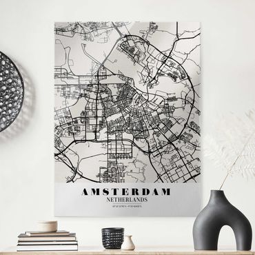 Tableau en verre - Amsterdam City Map - Classic