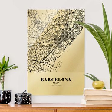 Tableau en verre - Barcelona City Map - Classic  - Format portrait