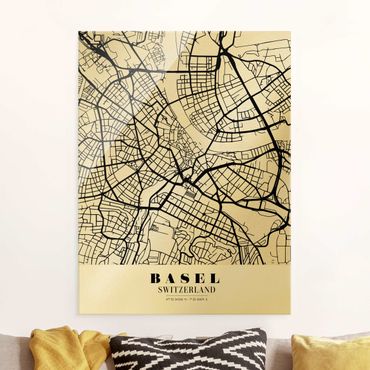 Tableau en verre - Basel City Map - Classic