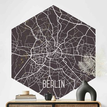 Papier peint hexagonal autocollant avec dessins - City Map Berlin - Retro