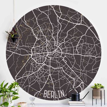 Papier peint rond autocollant - City Map Berlin - Retro