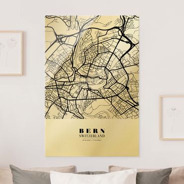 Tableau en verre - Bern City Map - Classic - Format portrait