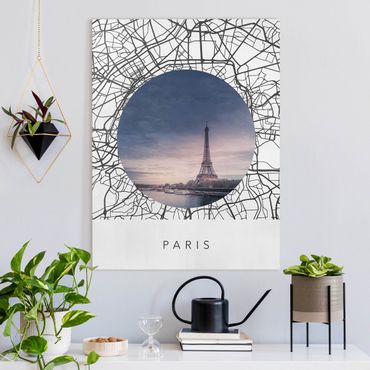 Tableau sur toile - Map Collage Paris