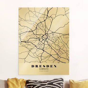Tableau en verre - Dresden City Map - Classical