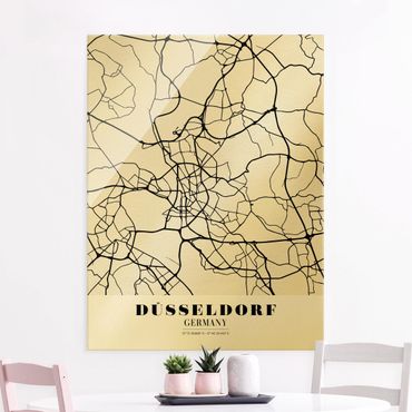 Tableau en verre - Dusseldorf City Map - Classic