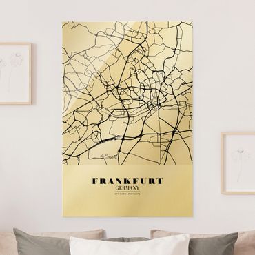 Tableau en verre - Frankfurt City City Map - Classic - Format portrait