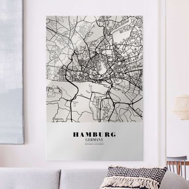 Tableau en verre - Hamburg City Map - Classic  - Format portrait