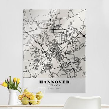 Tableau en verre - Hannover City Map - Classic