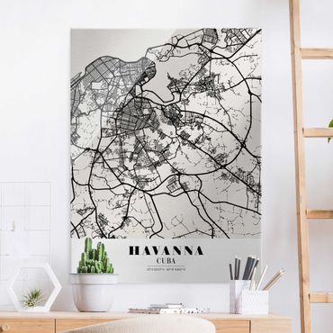Tableau en verre - Havana City Map - Classic