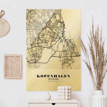Tableau en verre - Copenhagen City Map - Classic  - Format portrait