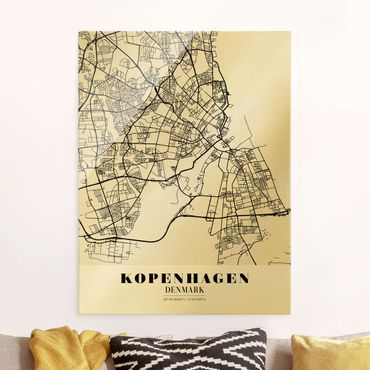 Tableau en verre - Copenhagen City Map - Classic