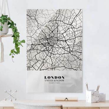 Tableau en verre - London City Map - Classic - Format portrait