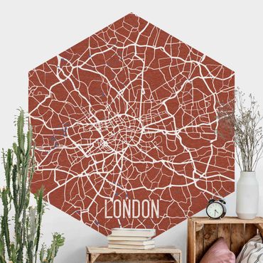 Papier peint hexagonal autocollant avec dessins - City Map London - Retro