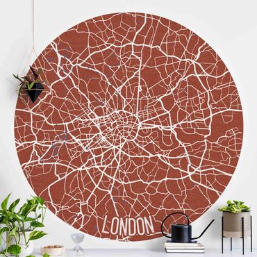 Papier peint rond autocollant - City Map London - Retro