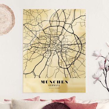 Tableau en verre - Munich City Map - Classic