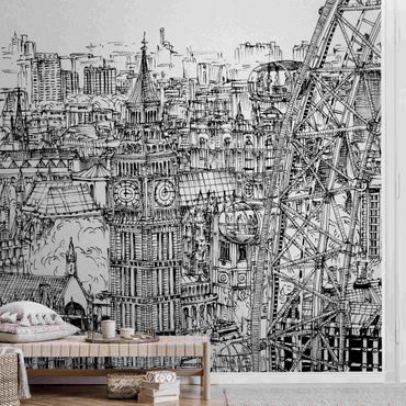 Metallic wallpaper - City Study - London Eye