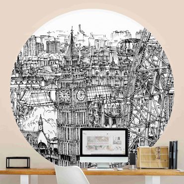 Papier peint rond autocollant - City Study - London Eye