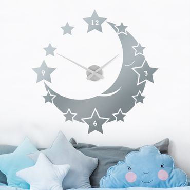 Sticker mural horloge - Stars and Moon
