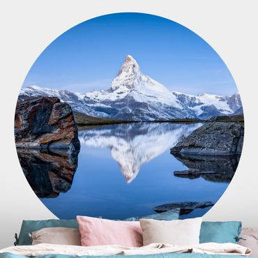 Papier peint rond autocollant - Stellisee Lake In Front Of The Matterhorn