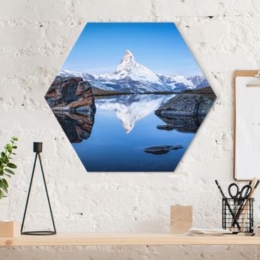 Hexagone en alu Dibond - Stellisee Lake In Front Of The Matterhorn