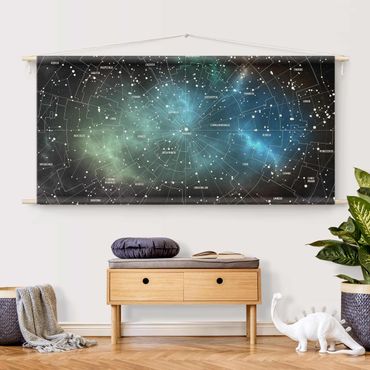 Tenture murale - Stellar Constellation Map Galactic Nebula
