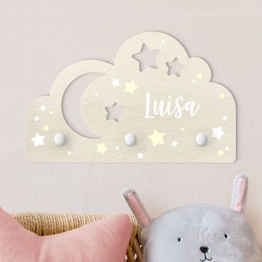 Porte-manteau enfant - Starry Cloud And Moon With Customised Name
