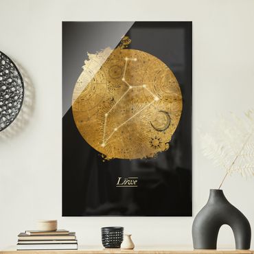 Tableau en verre - Zodiac Sign Leo Gray Gold - Format portrait