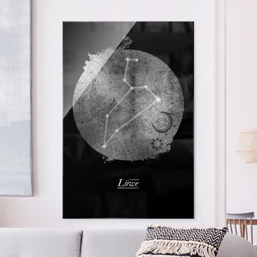 Tableau en verre - Zodiac Sign Leo Silver - Format portrait