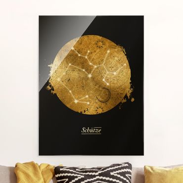 Tableau en verre - Zodiac Sign Sagittarius Gray Gold - Format portrait