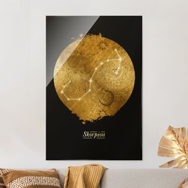 Tableau en verre - Zodiac Sign Scorpio Gray Gold - Format portrait