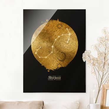 Tableau en verre - Zodiac Sign Scorpio Gray Gold - Format portrait