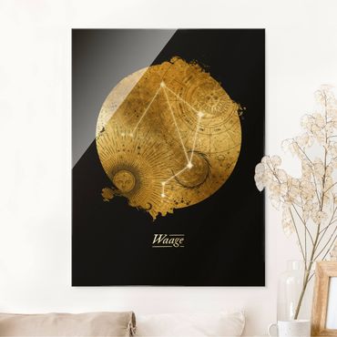 Tableau en verre - Zodiac Sign Libra Gray Gold - Format portrait