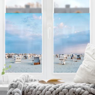 Décoration pour fenêtre - Chaises de plage en mer du Nord